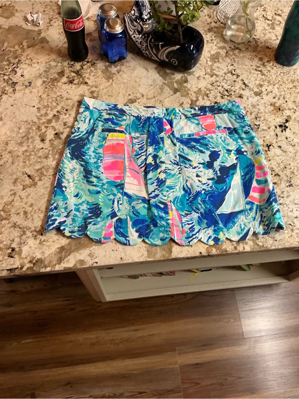Lilly Pulitzer Blue Multi Scalloped Hem Skort